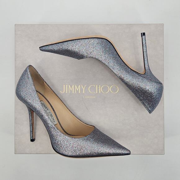 Jimmy Choo 100 Pumps Size 38 Pointed Toe Glitter Heels - Picture 1 of 11